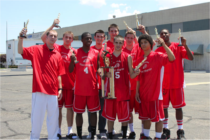 The Arizona Red Shirts show off their runner up trophies from the Las Vegas Swoosh Nationals.